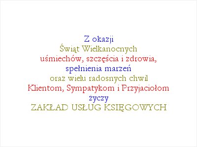 ZAKŁAD USŁUG KSIĘGOWYCH - Życzenia - Wesołych Świąt Wielkanocnych